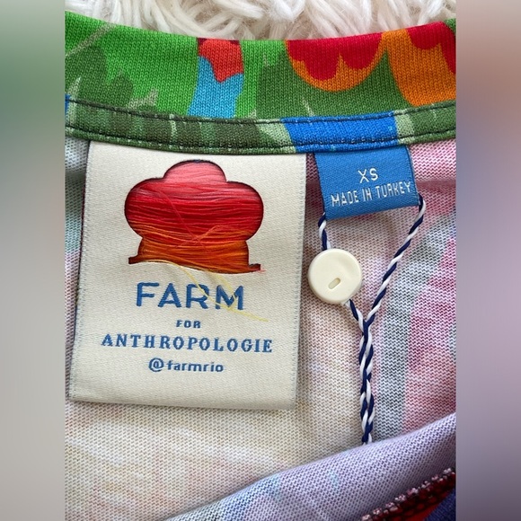 NWT Farm Rio Short-Sleeve Cutout t-shirt Midi Dress multicolor crew neck SZ XS - Picture 9 of 12